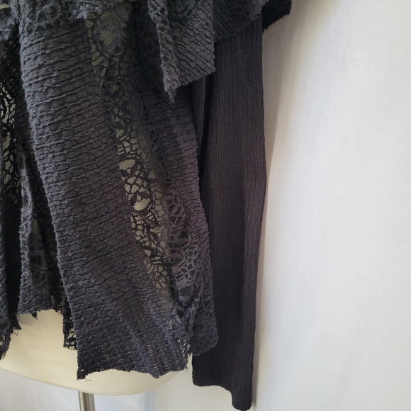 Free People Snowfall Lace Patchwork Top Black M - Picture 8 of 15